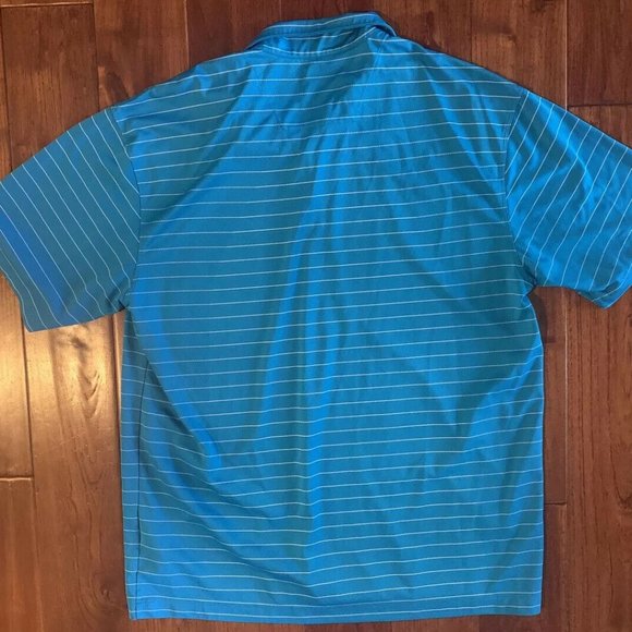 Nike Golf Turquoise Blue White Striped Men's Classic Polo Shirt Size XL silky - Picture 10 of 10